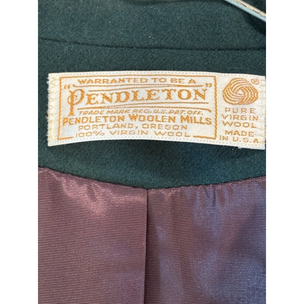 Vintage Pendleton Women’s Emerald/hunter Green blazer Pure Wool American Made Sm - Picture 8 of 9
